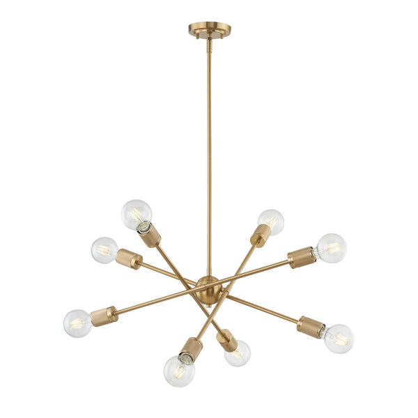 Atlas Module 8-Light Chandelier - Midcentury-Modern Design with Industrial Touch for Stunning Illumination Burnished Brass 22'' CL11254-BS