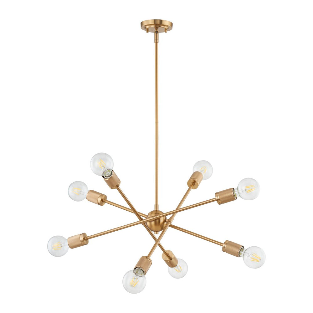 Atlas Module 8-Light Chandelier - Midcentury-Modern Design with Industrial Touch for Stunning Illumination Burnished Brass 22'' CL11254-BS