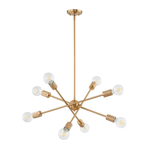 Atlas Module 8-Light Chandelier - Midcentury-Modern Design with Industrial Touch for Stunning Illumination Burnished Brass 22'' CL11254-BS