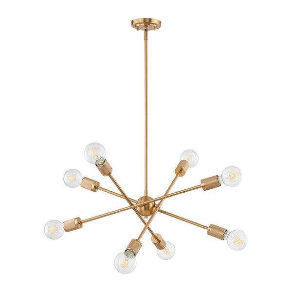 Atlas Module 8-Light Chandelier - Midcentury-Modern Design with Industrial Touch for Stunning Illumination Burnished Brass 22'' CL11254-BS