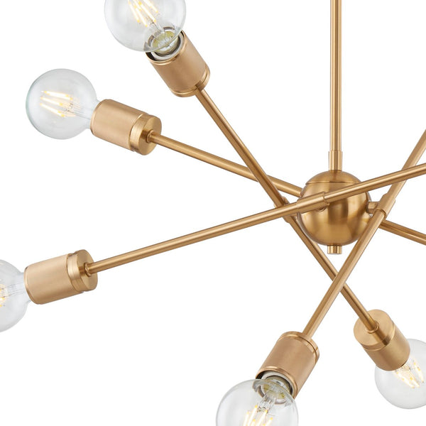 Atlas Module 8-Light Chandelier - Midcentury-Modern Design with Industrial Touch for Stunning Illumination Burnished Brass 22'' CL11254-BS