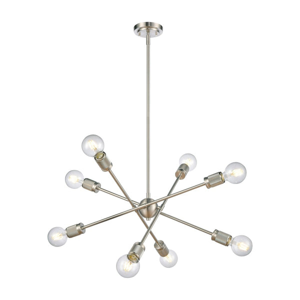 Atlas Module 8-Light Chandelier - Midcentury-Modern Design with Industrial Touch for Stunning Illumination Satin Nickel 22'' CL11254-NK