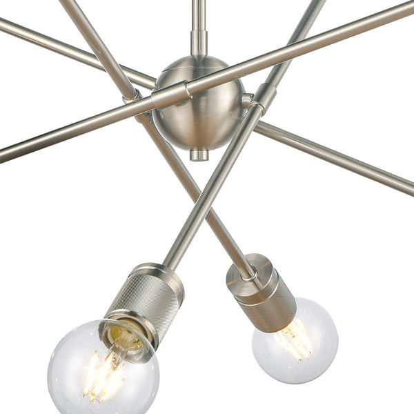 Atlas Module 8-Light Chandelier - Midcentury-Modern Design with Industrial Touch for Stunning Illumination Satin Nickel 22'' CL11254-NK