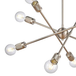 Atlas Module 8-Light Chandelier - Midcentury-Modern Design with Industrial Touch for Stunning Illumination Satin Nickel 22'' CL11254-NK