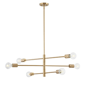 Atlas Module 8-Light Chandelier - Midcentury-Modern Design with Industrial Touch for Stunning Illumination Burnished Brass 34'' CL11255-BS