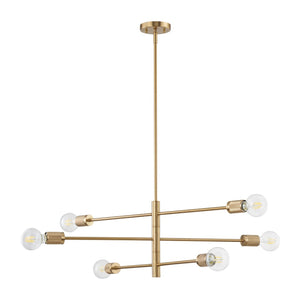 Atlas Module 8-Light Chandelier - Midcentury-Modern Design with Industrial Touch for Stunning Illumination Burnished Brass 34'' CL11255-BS