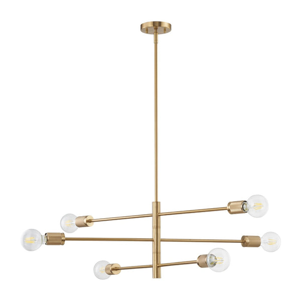 Atlas Module 8-Light Chandelier - Midcentury-Modern Design with Industrial Touch for Stunning Illumination Burnished Brass 34'' CL11255-BS
