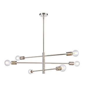 Atlas Module 8-Light Chandelier - Midcentury-Modern Design with Industrial Touch for Stunning Illumination Satin Nickel 34'' CL11255-NK