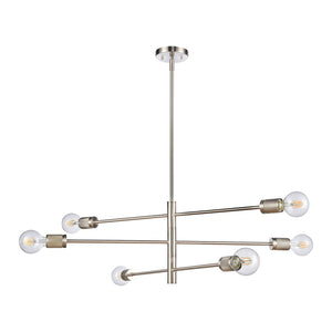 Atlas Module 8-Light Chandelier - Midcentury-Modern Design with Industrial Touch for Stunning Illumination Satin Nickel 34'' CL11255-NK