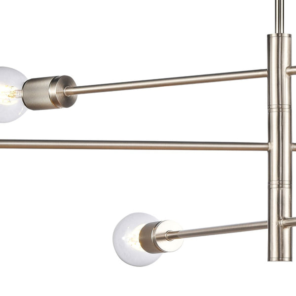 Atlas Module 8-Light Chandelier - Midcentury-Modern Design with Industrial Touch for Stunning Illumination Satin Nickel 34'' CL11255-NK