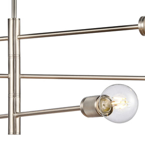Atlas Module 8-Light Chandelier - Midcentury-Modern Design with Industrial Touch for Stunning Illumination Satin Nickel 34'' CL11255-NK