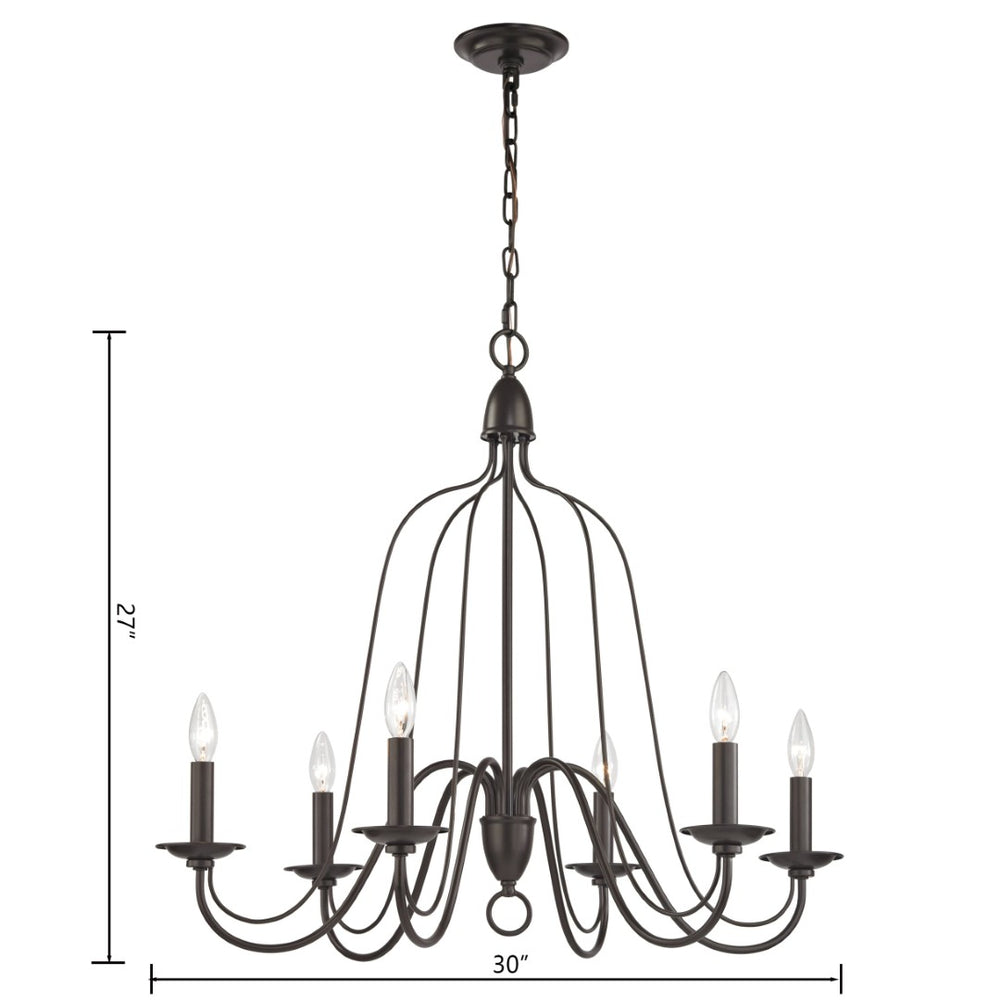 Atlas Monroe 30'' Wide 6-Light Chandelier - Elegant Oil Rubbed Bronze Fixture for Dining & Living Spaces CL11256-BZ