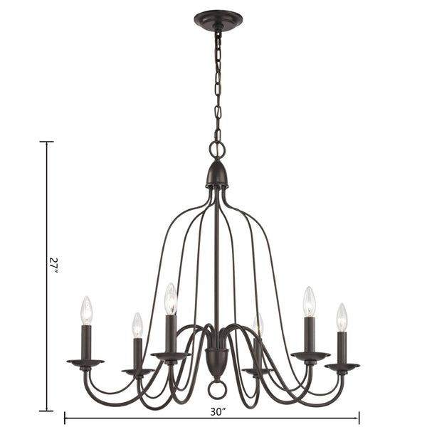 Atlas Monroe 30'' Wide 6-Light Chandelier - Elegant Oil Rubbed Bronze Fixture for Dining & Living Spaces CL11256-BZ