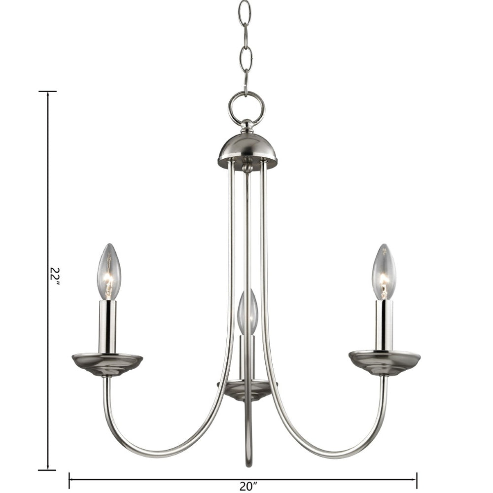 Atlas Montgomery 3-Light Chandelier - Transitional Design for Elegant Dining Rooms and Living Spaces Brushed Nickel 20'' CL11258-NK
