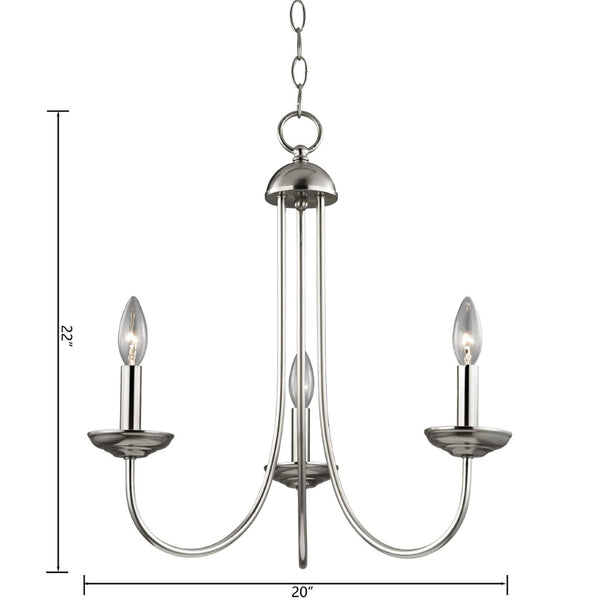 Atlas Montgomery 3-Light Chandelier - Transitional Design for Elegant Dining Rooms and Living Spaces Brushed Nickel 20'' CL11258-NK