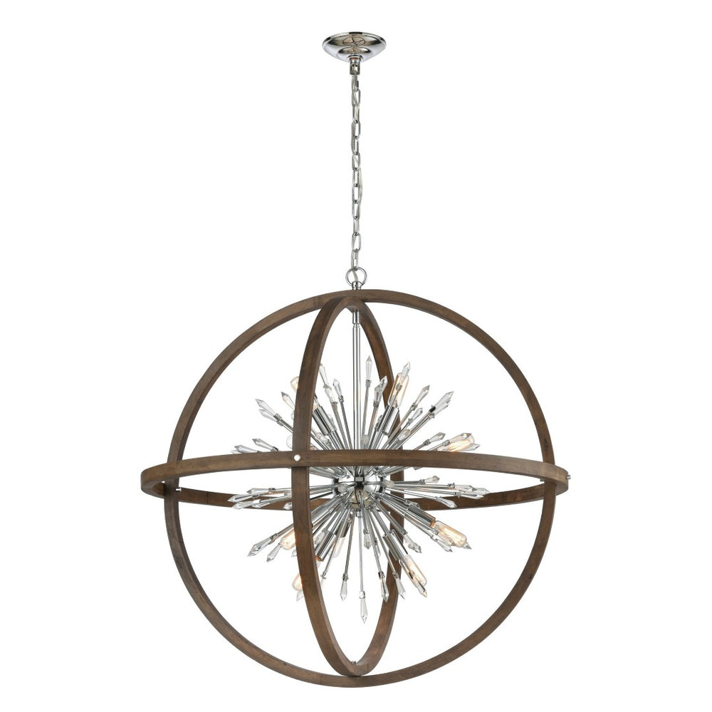 Atlas Morning Star 19.5'' Wide 6-Light Chandelier - Aged Fir & Polished Chrome for Modern Elegance CL11263-NA