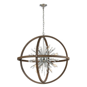 Atlas Morning Star 19.5'' Wide 6-Light Chandelier - Aged Fir & Polished Chrome for Modern Elegance CL11263-NA