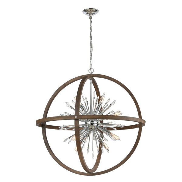 Atlas Morning Star 19.5'' Wide 6-Light Chandelier - Aged Fir & Polished Chrome for Modern Elegance CL11263-NA