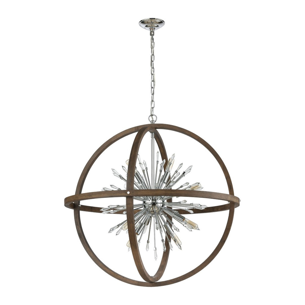 Atlas Morning Star 19.5'' Wide 6-Light Chandelier - Aged Fir & Polished Chrome for Modern Elegance CL11263-NA