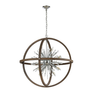 Atlas Morning Star 19.5'' Wide 6-Light Chandelier - Aged Fir & Polished Chrome for Modern Elegance CL11263-NA