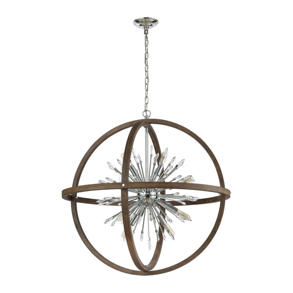 Atlas Morning Star 19.5'' Wide 6-Light Chandelier - Aged Fir & Polished Chrome for Modern Elegance CL11263-NA
