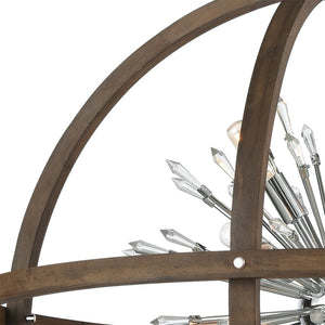 Atlas Morning Star 19.5'' Wide 6-Light Chandelier - Aged Fir & Polished Chrome for Modern Elegance CL11263-NA
