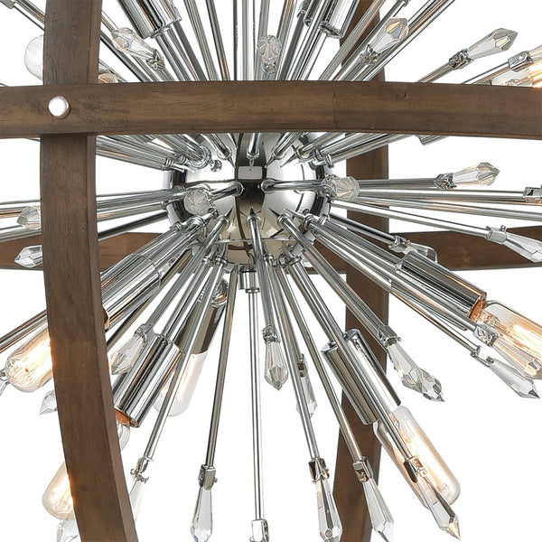 Atlas Morning Star 19.5'' Wide 6-Light Chandelier - Aged Fir & Polished Chrome for Modern Elegance CL11263-NA