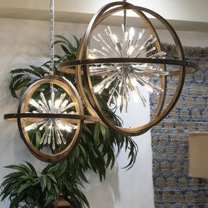 Atlas Morning Star 19.5'' Wide 6-Light Chandelier - Aged Fir & Polished Chrome for Modern Elegance CL11263-NA