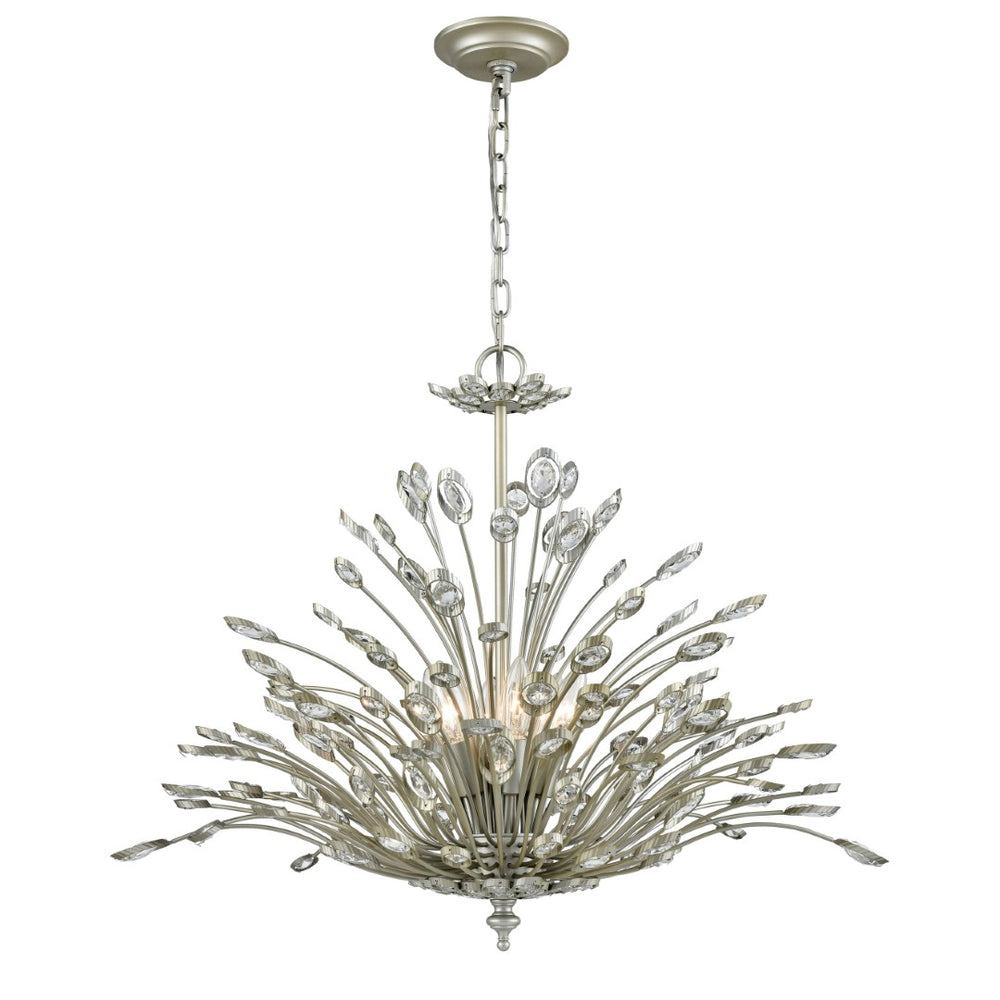 Atlas Mullica 28'' Wide 6-Light Chandelier - Organic Elegance in Aged Silver for Modern Spaces CL11264-SV