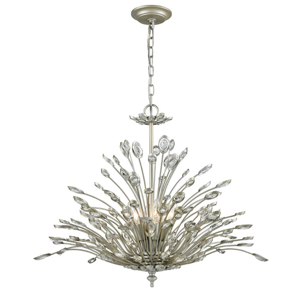 Atlas Mullica 28'' Wide 6-Light Chandelier - Organic Elegance in Aged Silver for Modern Spaces CL11264-SV