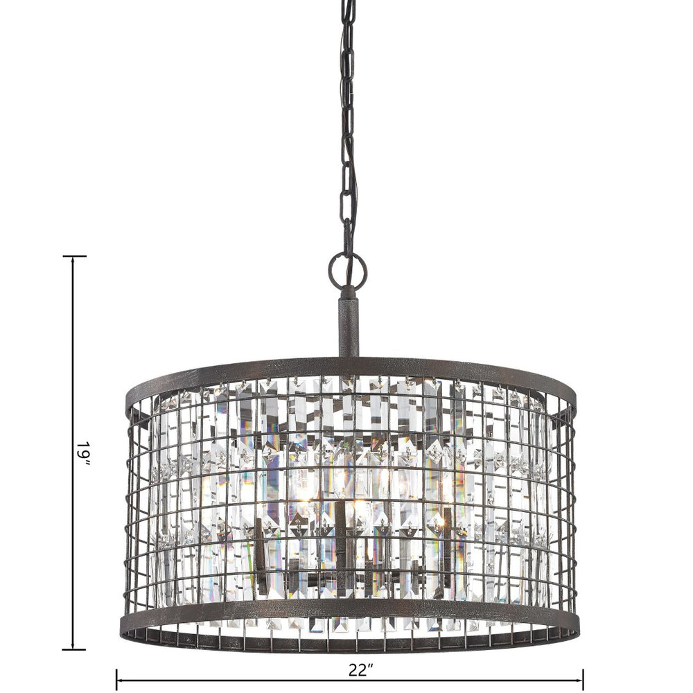 Atlas Nadina 22'' Wide 6-Light Chandelier - Silverdust Iron with Crystal Accents for Modern Elegance CL11265-GY