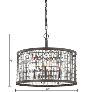 Atlas Nadina 22'' Wide 6-Light Chandelier - Silverdust Iron with Crystal Accents for Modern Elegance CL11265-GY