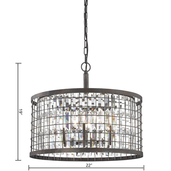Atlas Nadina 22'' Wide 6-Light Chandelier - Silverdust Iron with Crystal Accents for Modern Elegance CL11265-GY