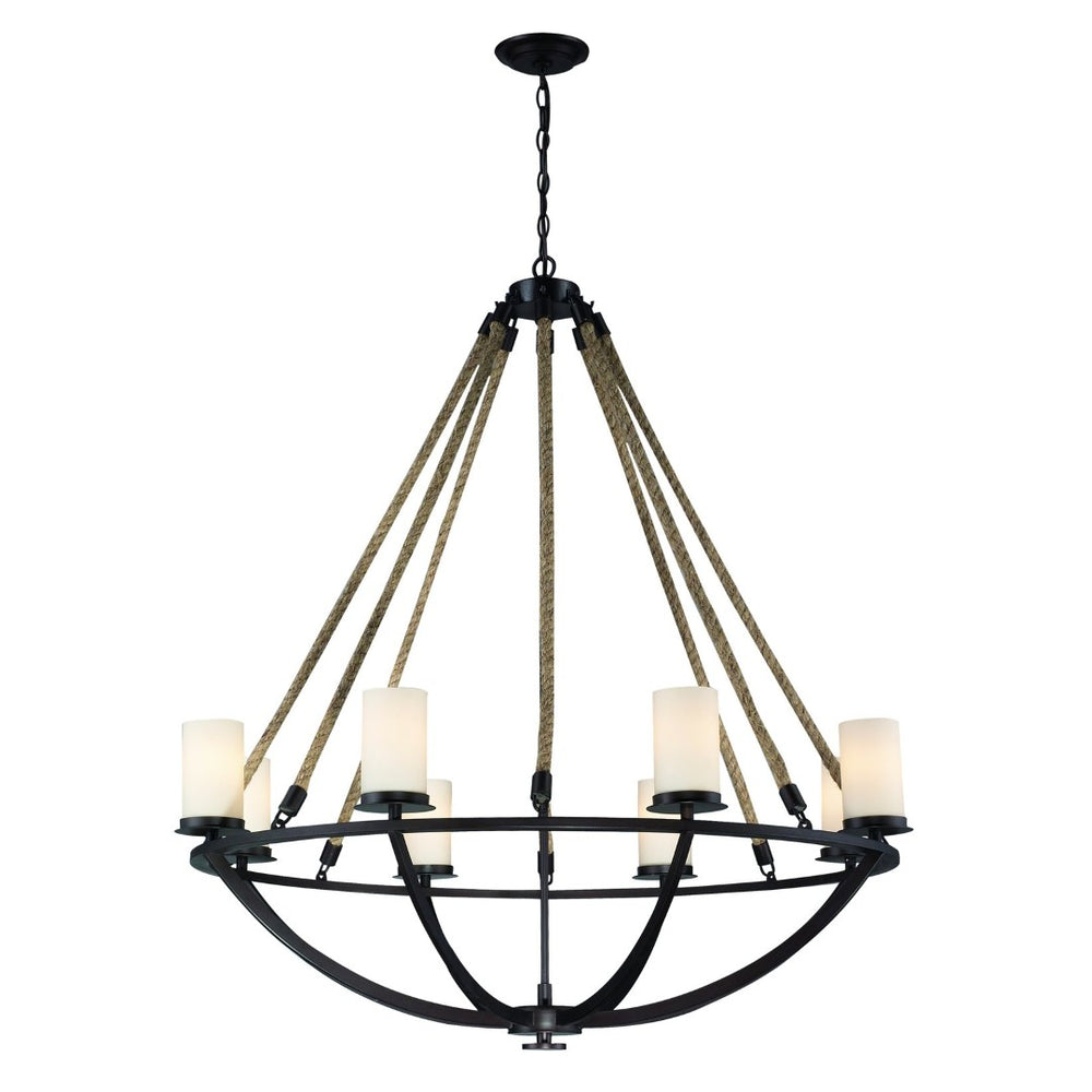 Atlas Natural Rope 24'' Wide 4-Light Chandelier - Rustic Coastal Elegance for Dining and Living Spaces Aged Bronze CL11267-BZ
