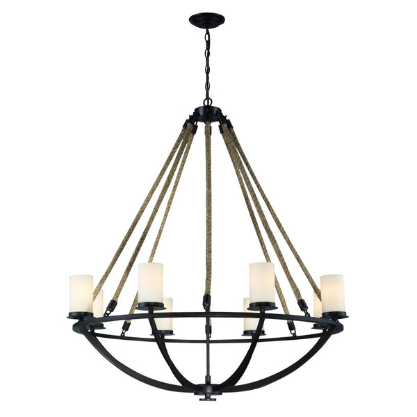 Atlas Natural Rope 24'' Wide 4-Light Chandelier - Rustic Coastal Elegance for Dining and Living Spaces Aged Bronze CL11267-BZ