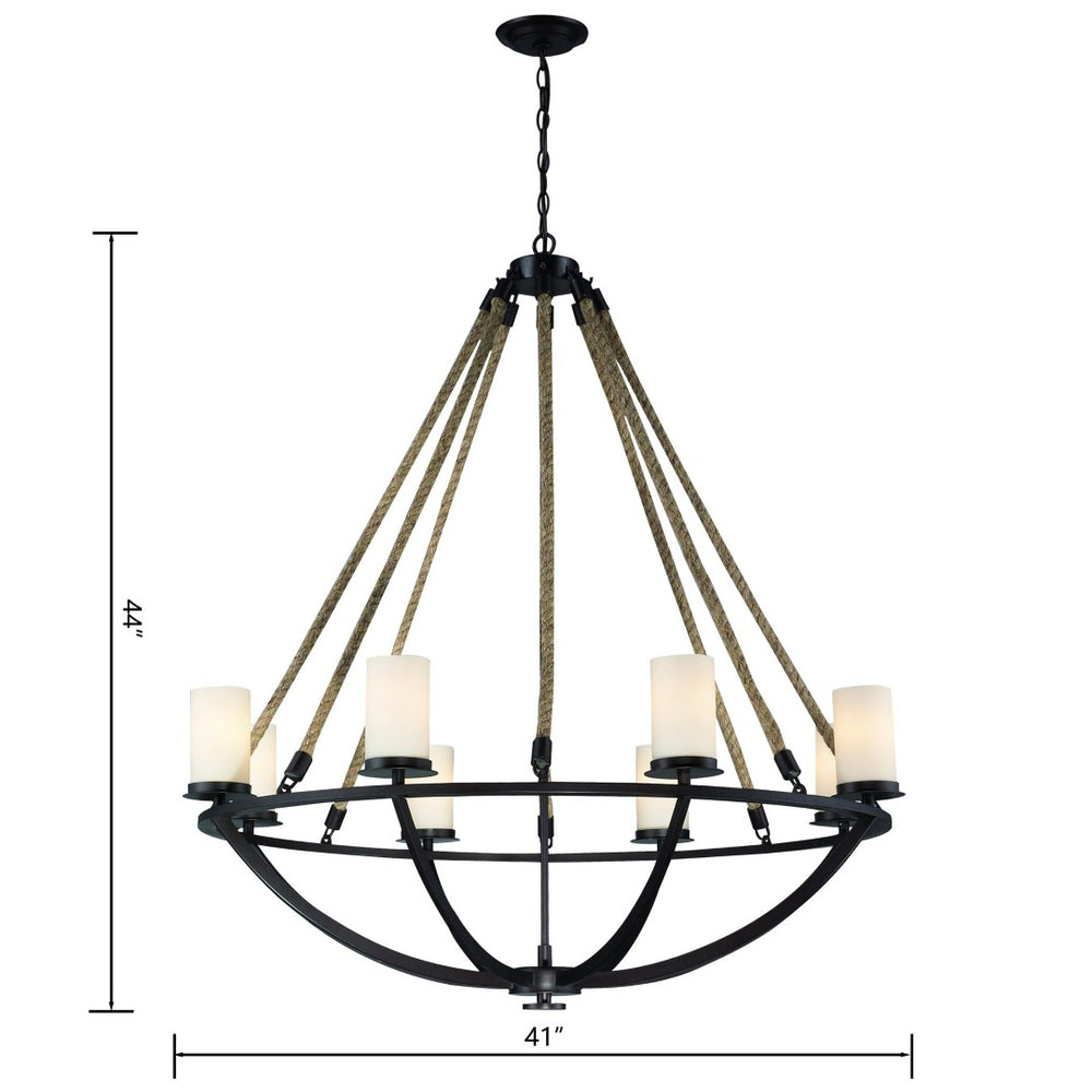 Atlas Natural Rope 24'' Wide 4-Light Chandelier - Rustic Coastal Elegance for Dining and Living Spaces Aged Bronze CL11267-BZ