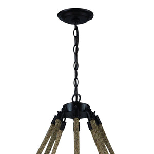 Atlas Natural Rope 24'' Wide 4-Light Chandelier - Rustic Coastal Elegance for Dining and Living Spaces Aged Bronze CL11267-BZ