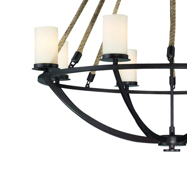 Atlas Natural Rope 24'' Wide 4-Light Chandelier - Rustic Coastal Elegance for Dining and Living Spaces Aged Bronze CL11267-BZ