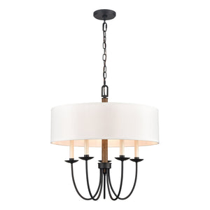 Atlas Neville 5-Light Chandelier - Charcoal Black and Wood Tone, Elegant Indoor Lighting for Dining Spaces CL11268-BK