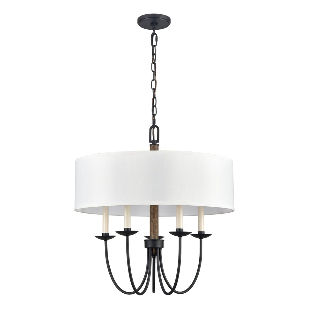Atlas Neville 5-Light Chandelier - Charcoal Black and Wood Tone, Elegant Indoor Lighting for Dining Spaces CL11268-BK