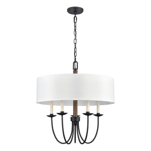Atlas Neville 5-Light Chandelier - Charcoal Black and Wood Tone, Elegant Indoor Lighting for Dining Spaces CL11268-BK