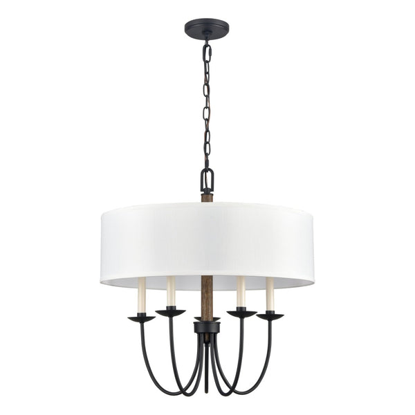 Atlas Neville 5-Light Chandelier - Charcoal Black and Wood Tone, Elegant Indoor Lighting for Dining Spaces CL11268-BK