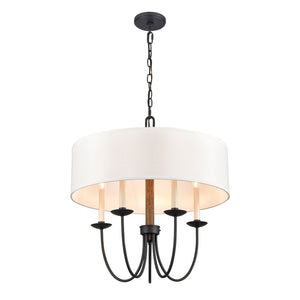 Atlas Neville 5-Light Chandelier - Charcoal Black and Wood Tone, Elegant Indoor Lighting for Dining Spaces CL11268-BK
