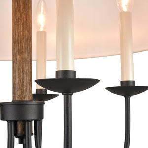 Atlas Neville 5-Light Chandelier - Charcoal Black and Wood Tone, Elegant Indoor Lighting for Dining Spaces CL11268-BK