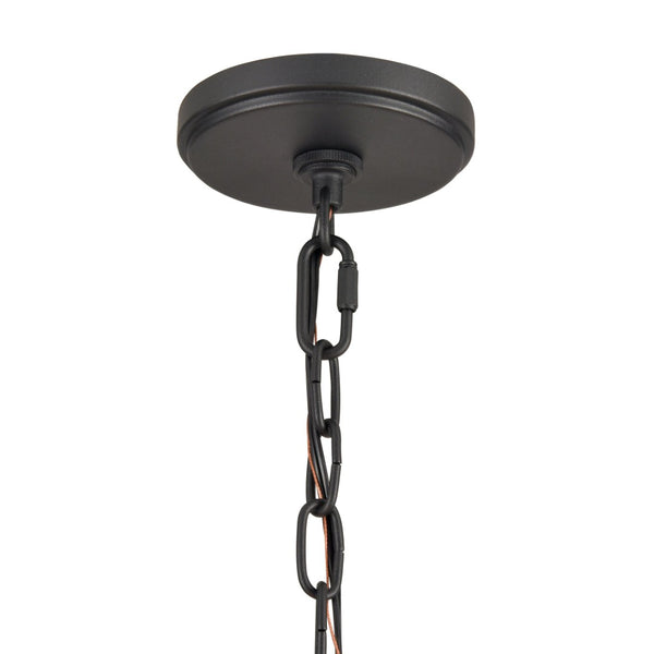 Atlas Neville 5-Light Chandelier - Charcoal Black and Wood Tone, Elegant Indoor Lighting for Dining Spaces CL11268-BK