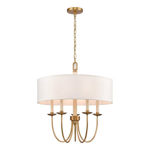 Atlas Neville 5-Light Chandelier - Elegant Indoor Lighting with Swooping Arms for Dining Rooms and Foyers Natural Brass 23'' CL11268-BS