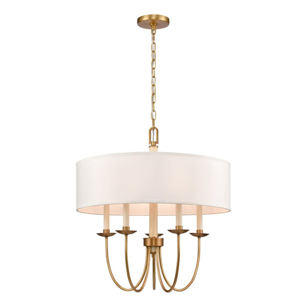Atlas Neville 5-Light Chandelier - Elegant Indoor Lighting with Swooping Arms for Dining Rooms and Foyers Natural Brass 23'' CL11268-BS