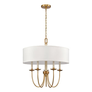 Atlas Neville 5-Light Chandelier - Elegant Indoor Lighting with Swooping Arms for Dining Rooms and Foyers Natural Brass 23'' CL11268-BS