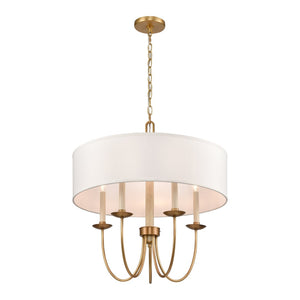 Atlas Neville 5-Light Chandelier - Elegant Indoor Lighting with Swooping Arms for Dining Rooms and Foyers Natural Brass 23'' CL11268-BS