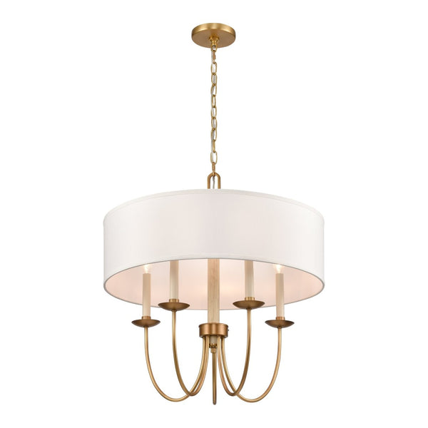Atlas Neville 5-Light Chandelier - Elegant Indoor Lighting with Swooping Arms for Dining Rooms and Foyers Natural Brass 23'' CL11268-BS